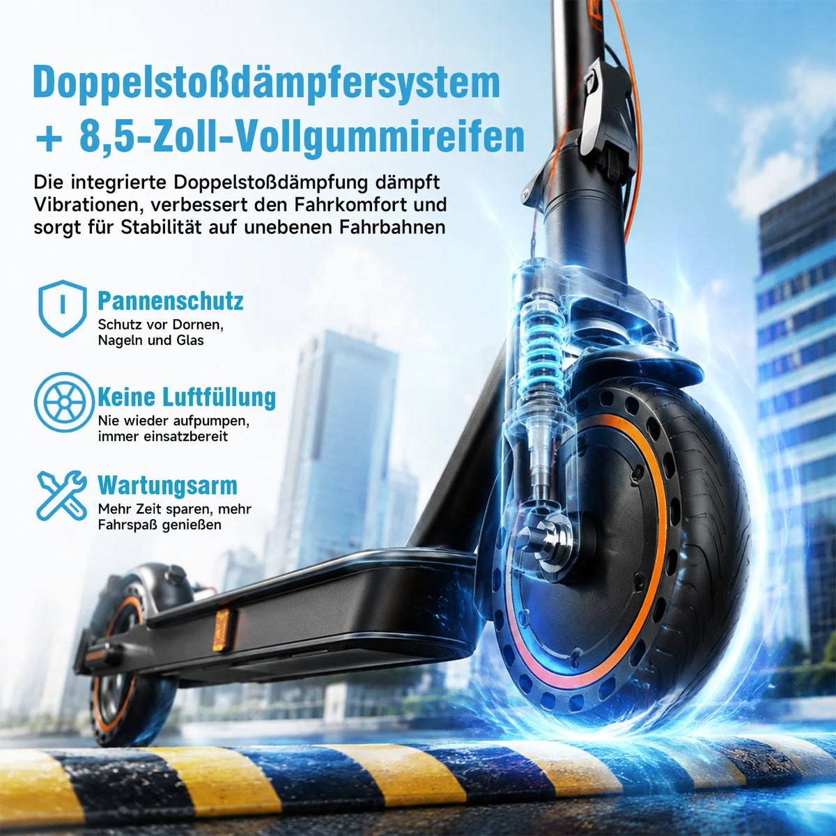 Electric Scooter with road approval TODIMART T6 ABE (30 km, 8.5 inch tires, Dual shock absorbers)
