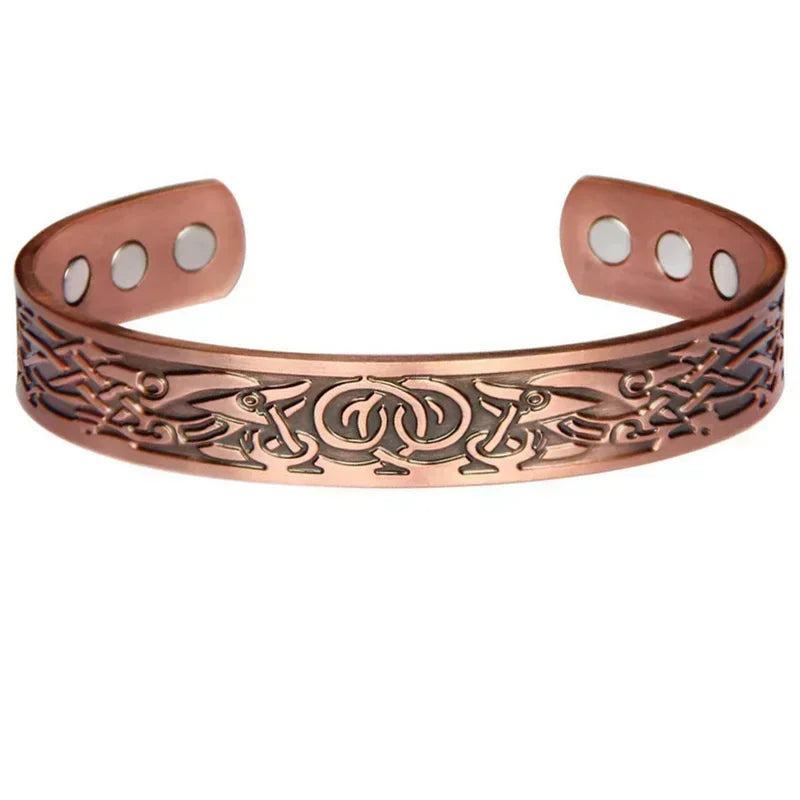 Pure Copper Magnetic Cuff Bracelet, Adjustable for Men & Women