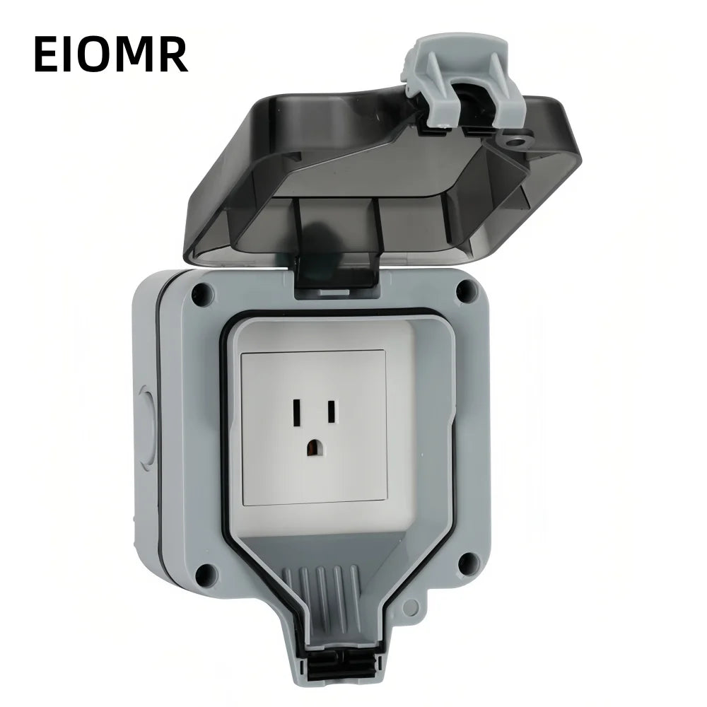 EIOMR Waterproof Socket Box, IP66 Rated Water EU French UK Universal Standard Power Plug Perfect for Outdoor, Bathroom, Kitchen