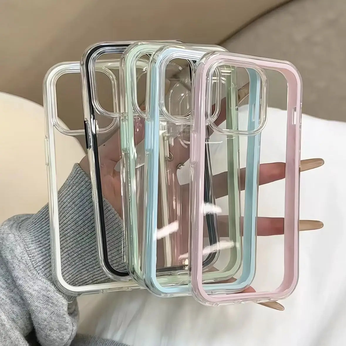Candy Color Frame Phone Case (For iPhone 18 17 16 15 14 13 12 11 16) Acrylic & Shockproof Cover