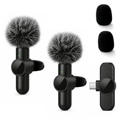 Wireless Lapel Microphone, Noise-Cancelling, Suitable for Vlogs, Interviews, and Live Streaming, Compatible with Type-C Devices