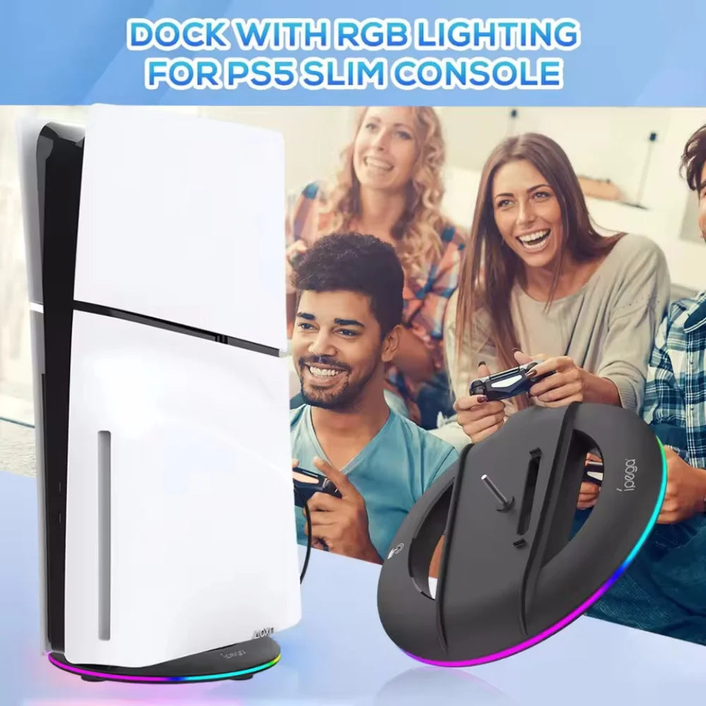 Vertical Cooling Stand with RGB Light For PS5 Slim / PS5 Pro Console Anti-Slip Base Bracket Holder Bracket Gaming Accessories