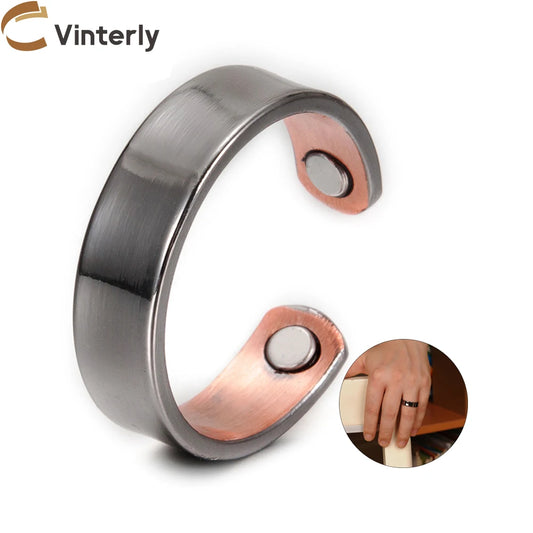 Vinterly Adjustable Magnetic Copper Ring for Men & Women, Minimalist Open Design