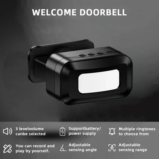 Wireless Guest Welcome Chime Alarm Door Bell PIR Motion Sneosr for Shop Company Entry Security Protection Smart Doorbell