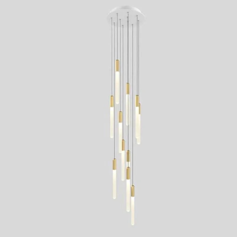 Modern Branch LED Chandelier For Staircase Living Room Minimalism Design Long Tube Hanging Lamps Indoor Attic Lighting Fixtures