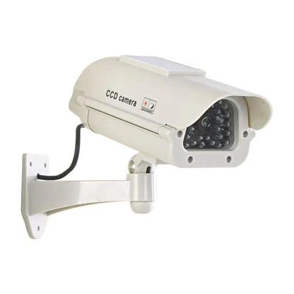 Solar-Powered Dummy Security Camera with Flashing Red LED, Waterproof