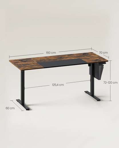 SONGMICS Electric Height-Adjustable Desk, 160 × 70 cm, 72–120 cm Height Range
