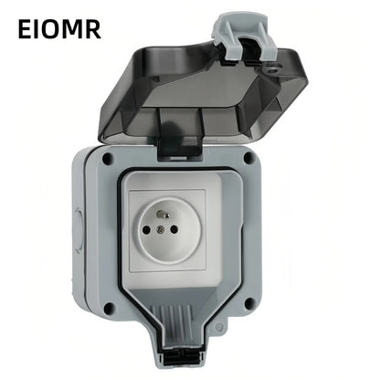 EIOMR Waterproof Socket Box, IP66 Rated Water EU French UK Universal Standard Power Plug Perfect for Outdoor, Bathroom, Kitchen