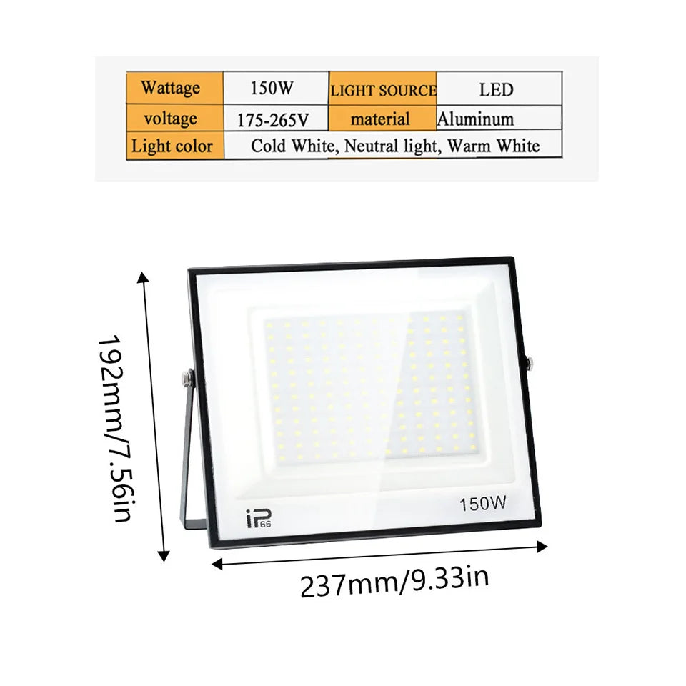 LED Spotlight  Waterproof IP66 220V 20W 30W  50W 100W 150W 200W 300W Outdoor Floodlights outdoor Factory Billboard Lighting