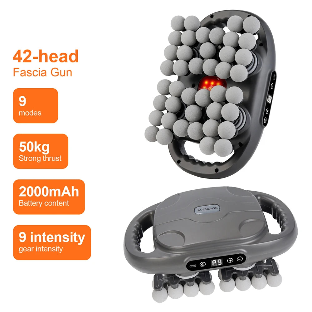42-Head High-Frequency Massage Gun for Back, Shoulders & Thighs