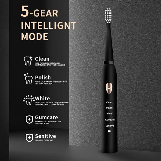 Jianpai Sonic Electric Toothbrush for Adults, 5 Modes, USB Charging & IPX7 Waterproof