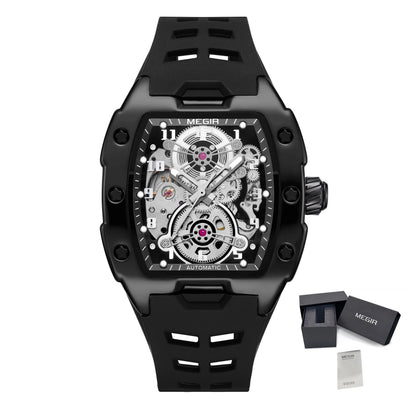 MEGIR New Men Watches Luxury Brand Automatic Mechanical Watch Silicone Sports Casual Wristwatch Waterproof Clock Male Gift 8602