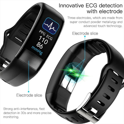 ECG + PPG Smart Fitness Tracker Wristband for Men and Women