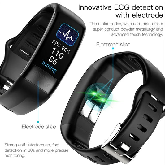 ECG + PPG Smart Fitness Tracker Wristband for Men and Women