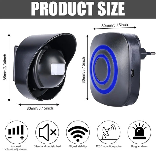 Wireless Driveway Alarm Outdoor Motion Sensor with 38 Chimes IP65 Waterproof Weatherproof Motion Detector for Home Security