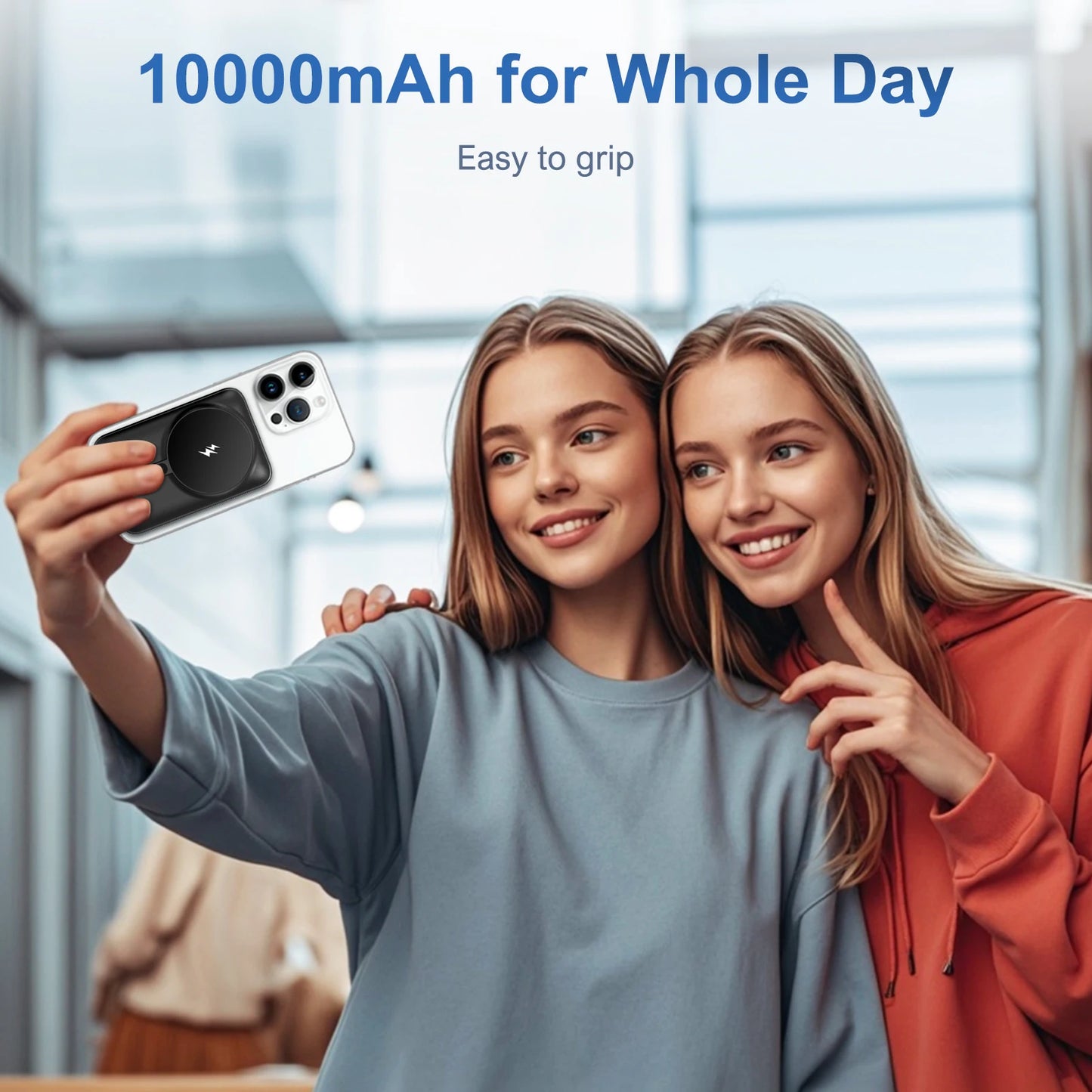 Magnetic Power Bank, Fast Charging Portable External Battery Pack, 10000mAh, 20W, Wireless Charger, for iPhone 15/14/13/12 Series