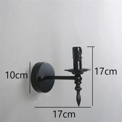 Vintage Iron Art Wall Lamps Black LED Wall Lights American Retro Loft Sconces Light Fixtures Bed Candle Simple Small Wall Lamp