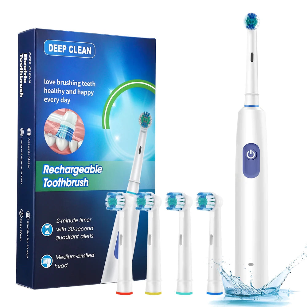 Rechargeable Rotating Electric Toothbrush, Compatible with Oral-B Replacement Heads