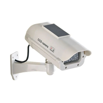 Solar-Powered Dummy Security Camera with Flashing Red LED, Waterproof