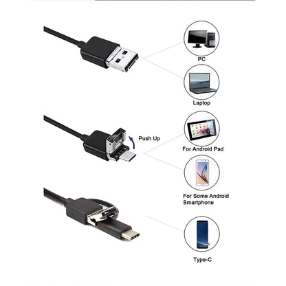 Endoscope Camera Android Type C PC 7MM USB Waterproof Borescope Camera for Car Scenarios 1-10m Car Inspection 6 Led Lights