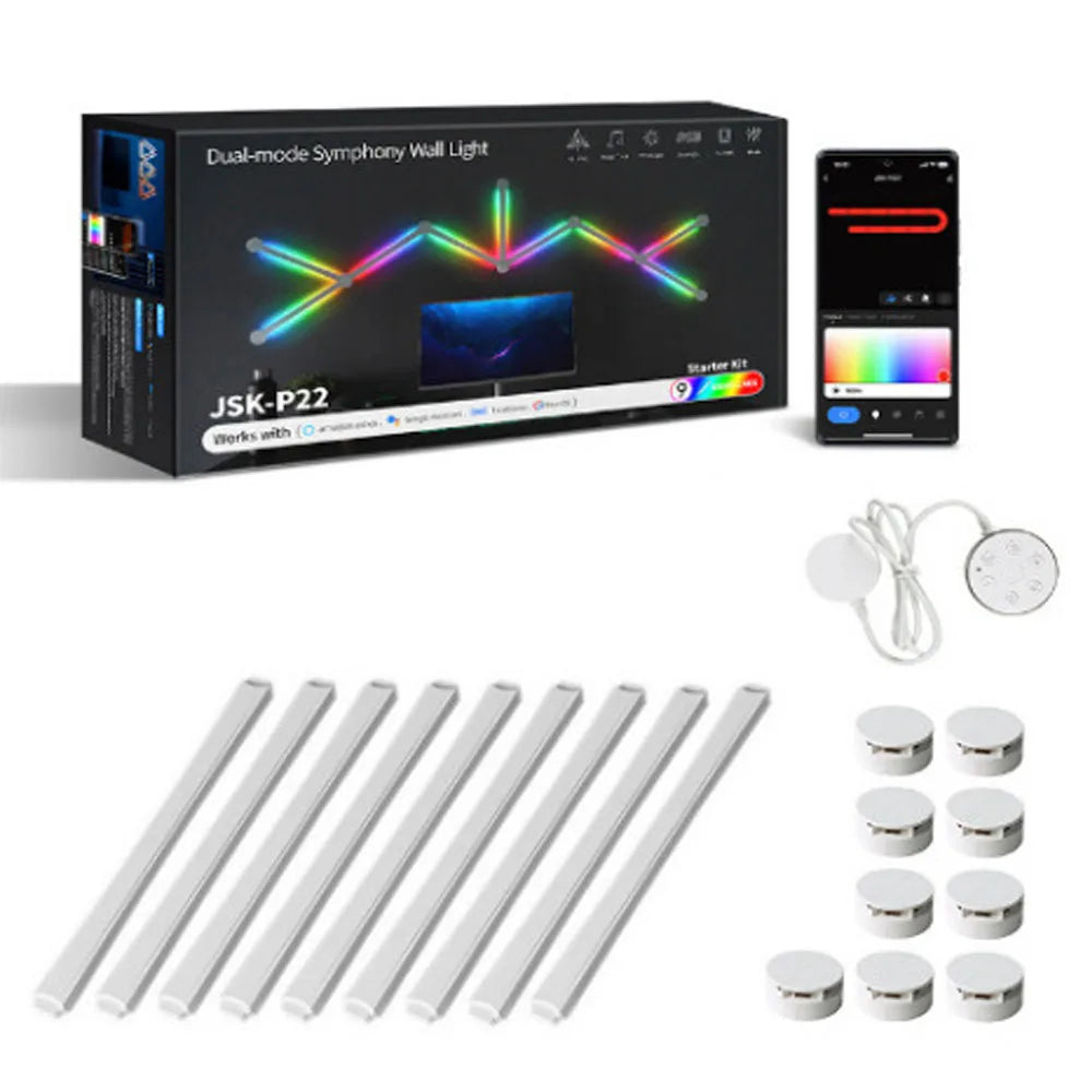 Splicing Light DIY Atmosphere Light RGB Smart Wall Light Voice Control Lamp for Esports Room Bedroom Bar Decoration Night Light