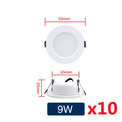 10pcs/lot LED Downlight 5W 9W 12W 15W 18W Recessed Round Led Ceiling Lamp AC110V 220V DC12V 24V Indoor Lighting Warm/Cold White
