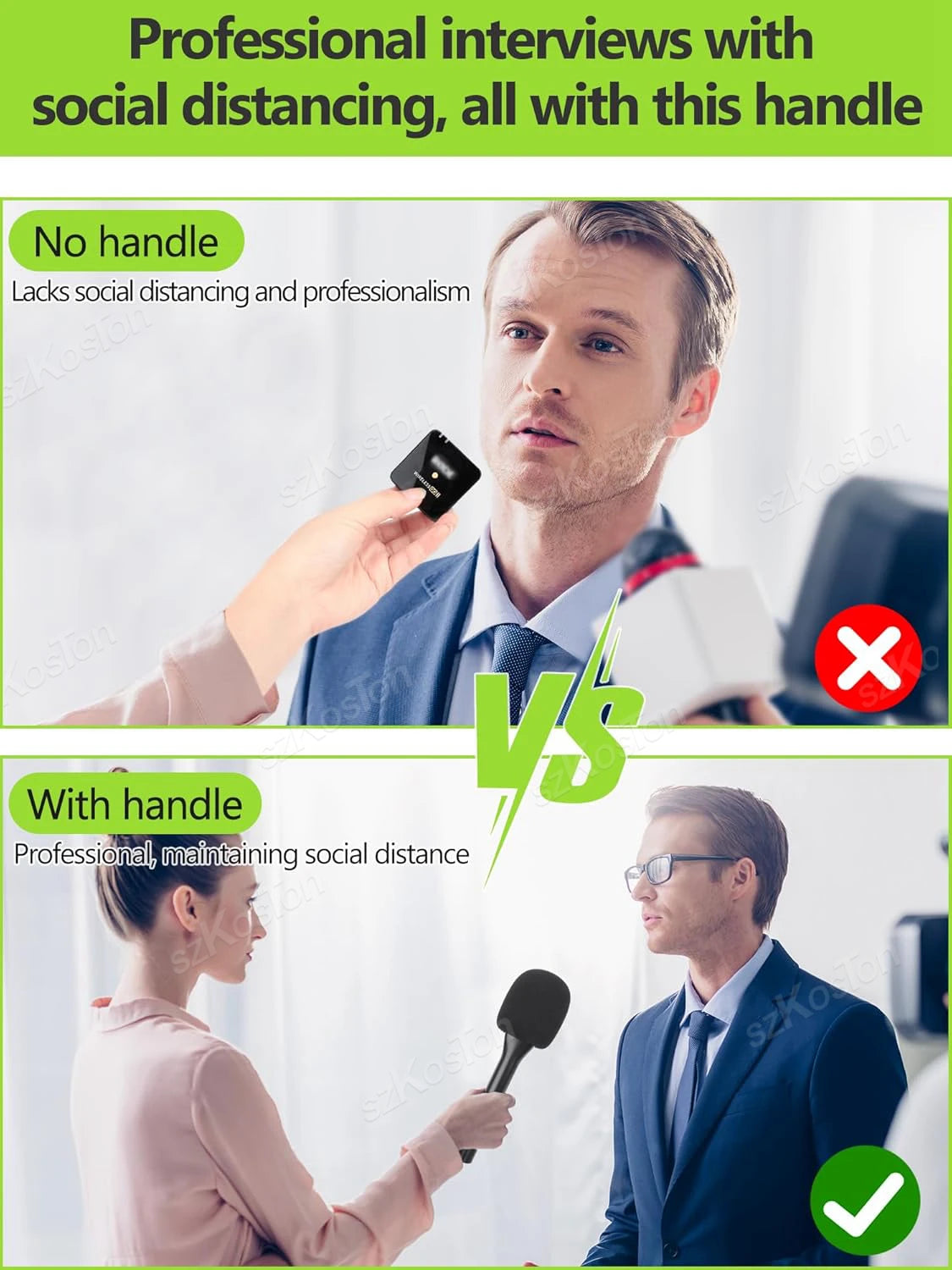 Wireless Lavalier Microphone Handle for DJI Rode Wireless GO Mic Handheld Microphone Stand Adapter for Vlog Interview Podcast