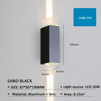 Outdoor Lighting Lens Beam Wall Lamps IP65 Waterproof Aluminum Wall Lights Corridor Garden Shopping Mall Up Down LED Porch Lamp