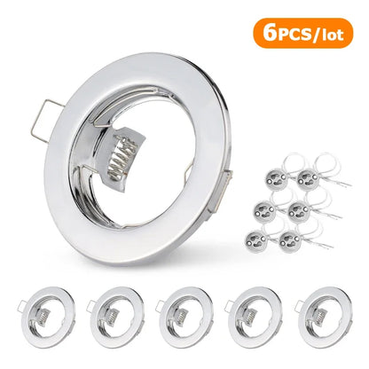 6pcs Recessed Downlight Frame LED Ceiling Fixtures Downlight GU10 MR16 Ceiling Spot Lights Fitting Fixture