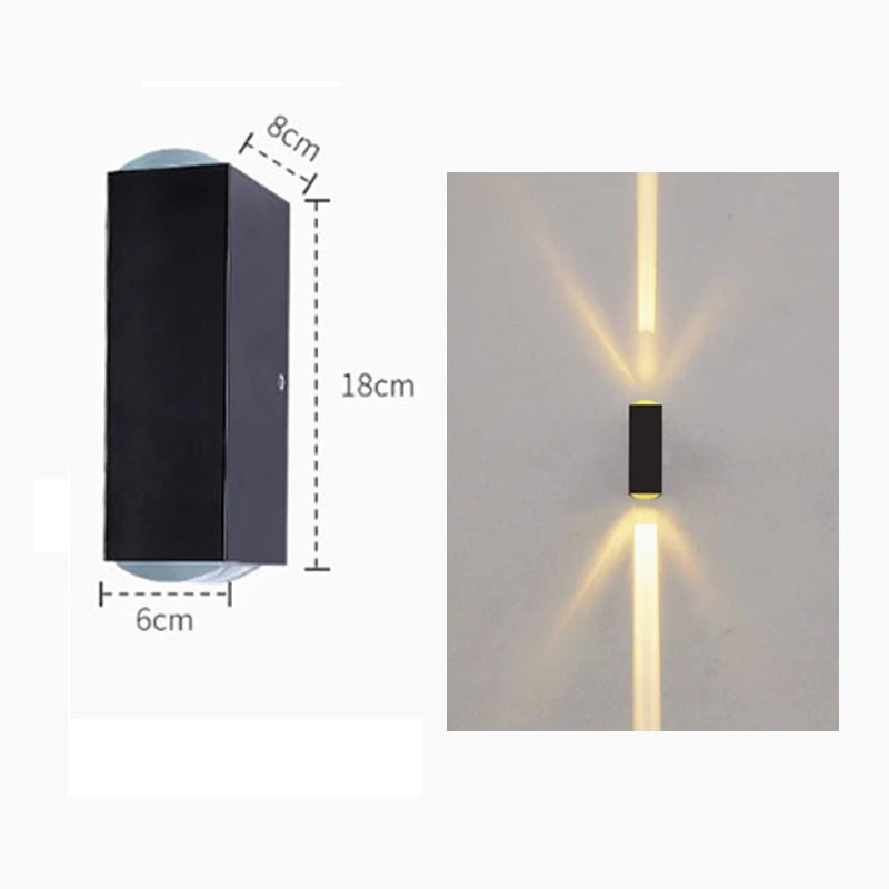 Outdoor Lighting Lens Beam Wall Lamps IP65 Waterproof Aluminum Wall Lights Corridor Garden Shopping Mall Up Down LED Porch Lamp