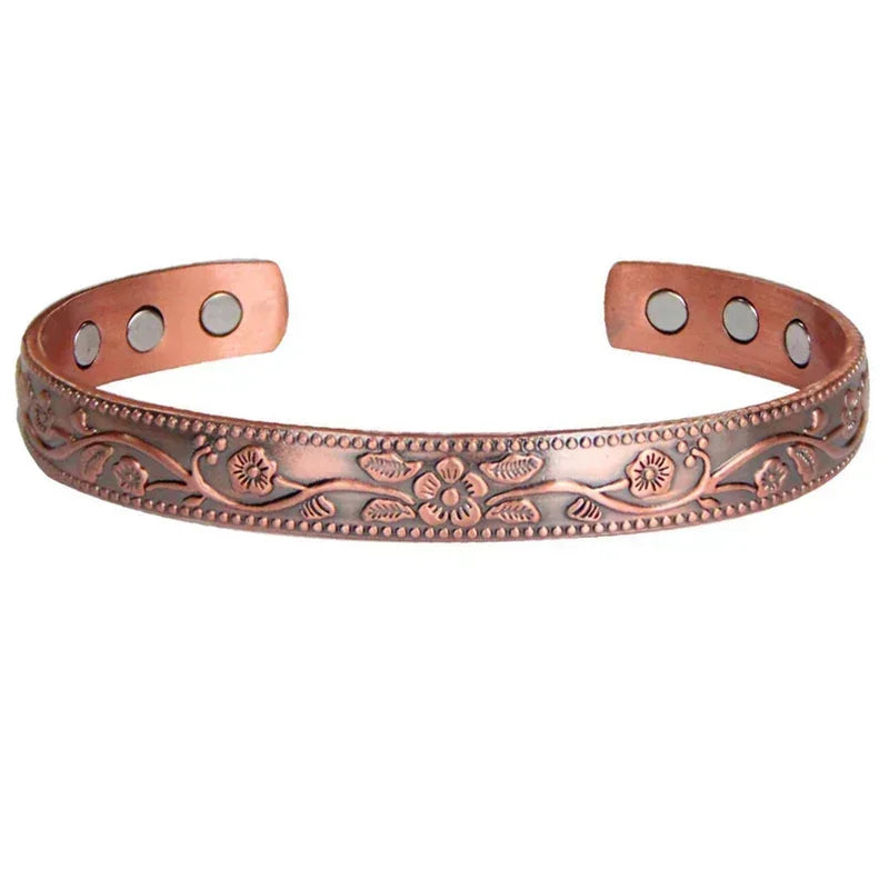 Pure Copper Magnetic Cuff Bracelet, Adjustable for Men & Women