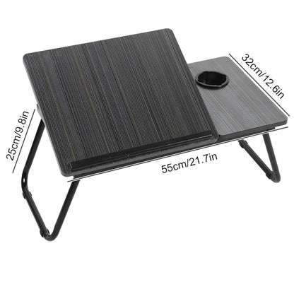 Folding Laptop Desk for Bed & Sofa with 5-Level Height Adjustment & Cup Holder