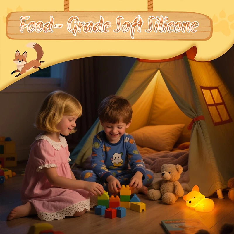 Rechargeable Fox Silicone Night Light with Touch Dimming & Timer