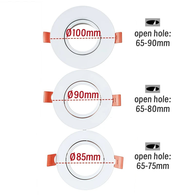 Round Recessed LED Downlight Bracket Dia85/90/100mm Replaceable GU10/MR16 Mounted Frame Socket Ceiling Spotlight Holder Fittings