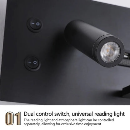 LED Wall Lamp Modern Multifunctional Iron Wall Lamp Living Room Bedroom  Ndoor Lighting with Wireless Charging and USB Interface