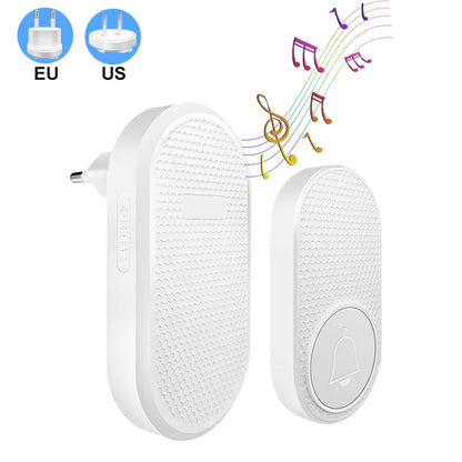 Wireless Doorbell Smart Welcome Door Bell 32 Songs Receiver Chime Guests Ding Dong Home Security Alarm Reminder US EU Plug