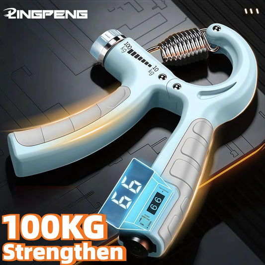 Adjustable Hand Grip Strengthener with Counter, 10–100kg Resistance for Hand & Forearm Training