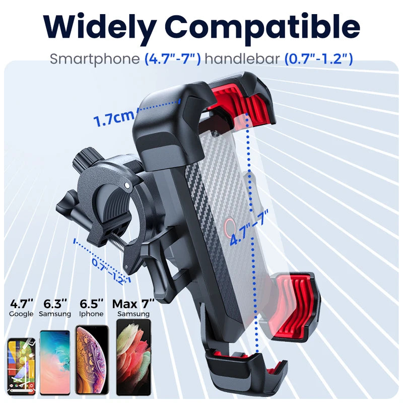 Universal Bicycle Phone Holder with 360° View for 4.7-7 inch Mobile Phones