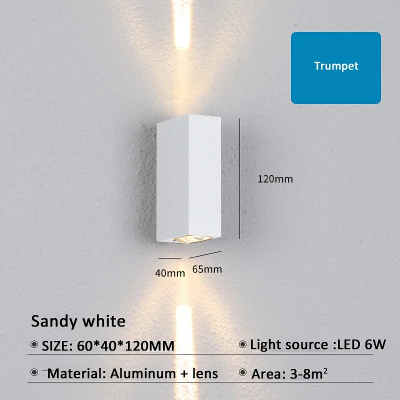 Outdoor Lighting Lens Beam Wall Lamps IP65 Waterproof Aluminum Wall Lights Corridor Garden Shopping Mall Up Down LED Porch Lamp