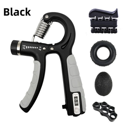 Adjustable Hand Grip Strengthener with Counter, 10–100kg Resistance for Hand & Forearm Training