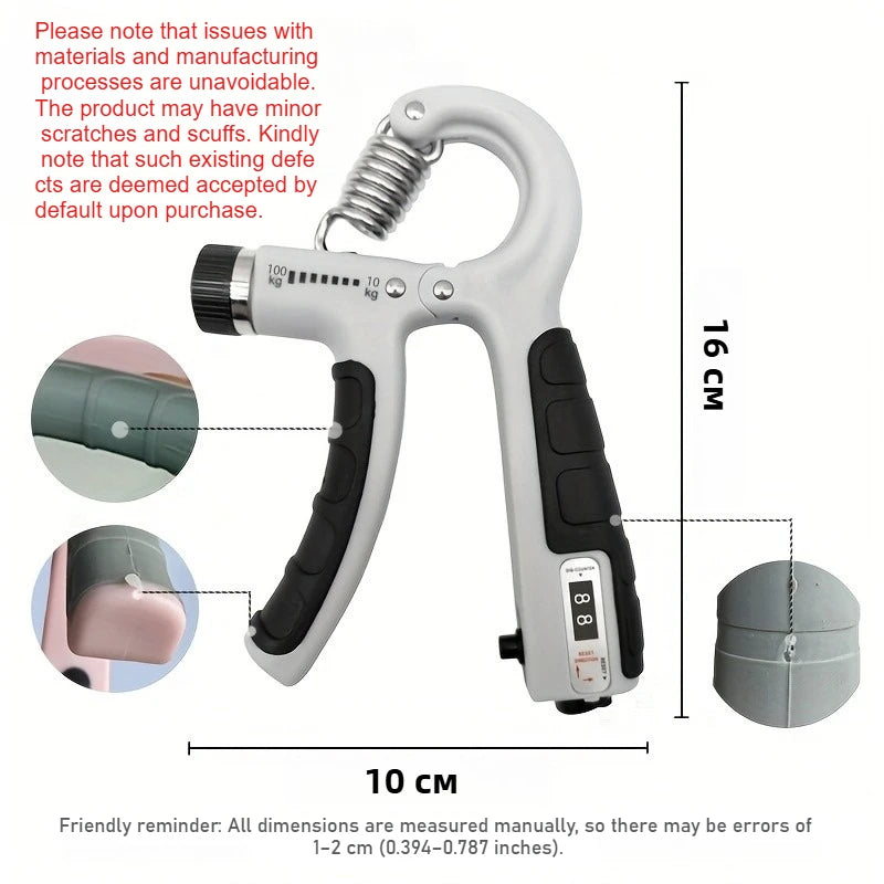 Adjustable Hand Grip Strengthener with Counter, 10–100kg Resistance for Hand & Forearm Training