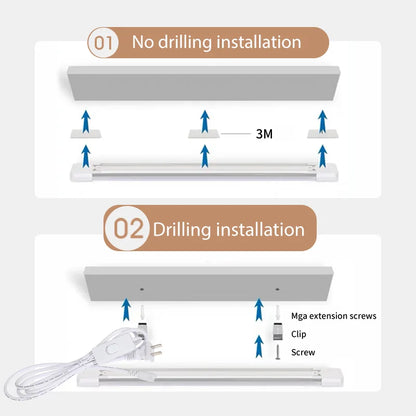 Led Tube Light With Switch Wire 110V 220V 30/50cm Lighting Strip Lamps 10W 20W For  Living Room Bedroom Closet Kitchen Lamp