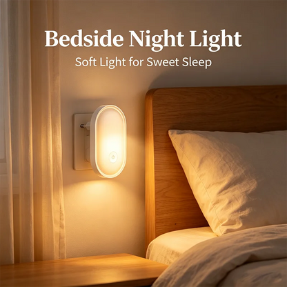 LED Night Light Wall Lamp EU Plug Light Control Induction Energy Saving Environmental Protection Bedroom Lamp Home Decor