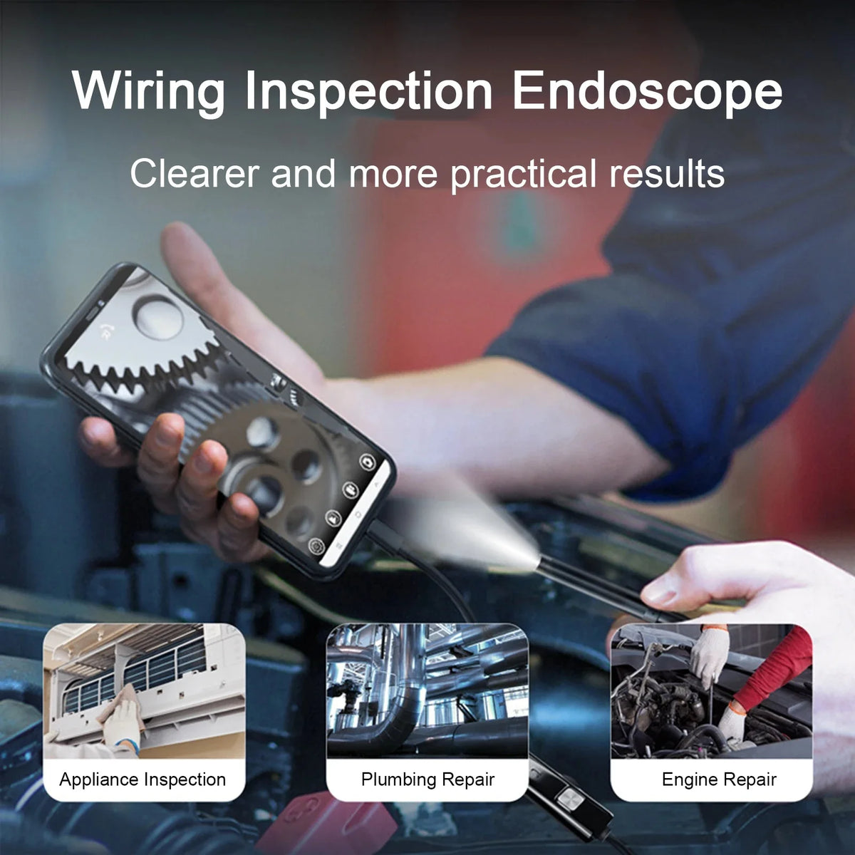 Endoscope Camera Android Type C PC 7MM USB Waterproof Borescope Camera for Car Scenarios 1-10m Car Inspection 6 Led Lights