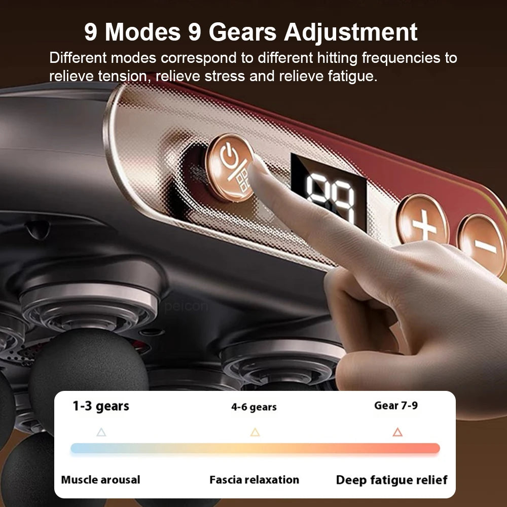 High-Frequency Muscle Massage Gun with 16 Heads for Back, Waist & Shoulders