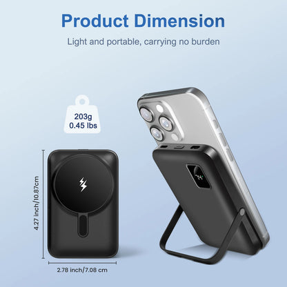 Magnetic Power Bank, Fast Charging Portable External Battery Pack, 10000mAh, 20W, Wireless Charger, for iPhone 15/14/13/12 Series
