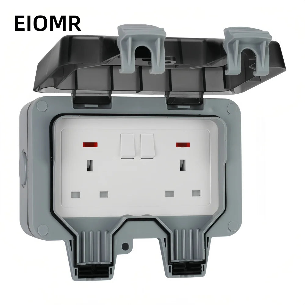 EIOMR Waterproof Socket Box, IP66 Rated Water EU French UK Universal Standard Power Plug Perfect for Outdoor, Bathroom, Kitchen