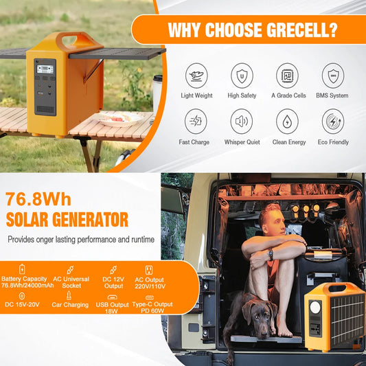 Portable Power Station 100W 220V/110V Power Supply Solar Generator Outdoor Backup Power LED With Solar Panel For Camping