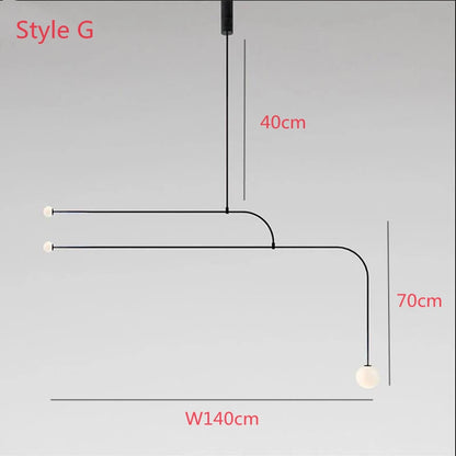 Mobile Chandelier Modern Black metal chandelier lighting Restaurant Loft Parlor Hanging Light 110-260V minimalist light fixture