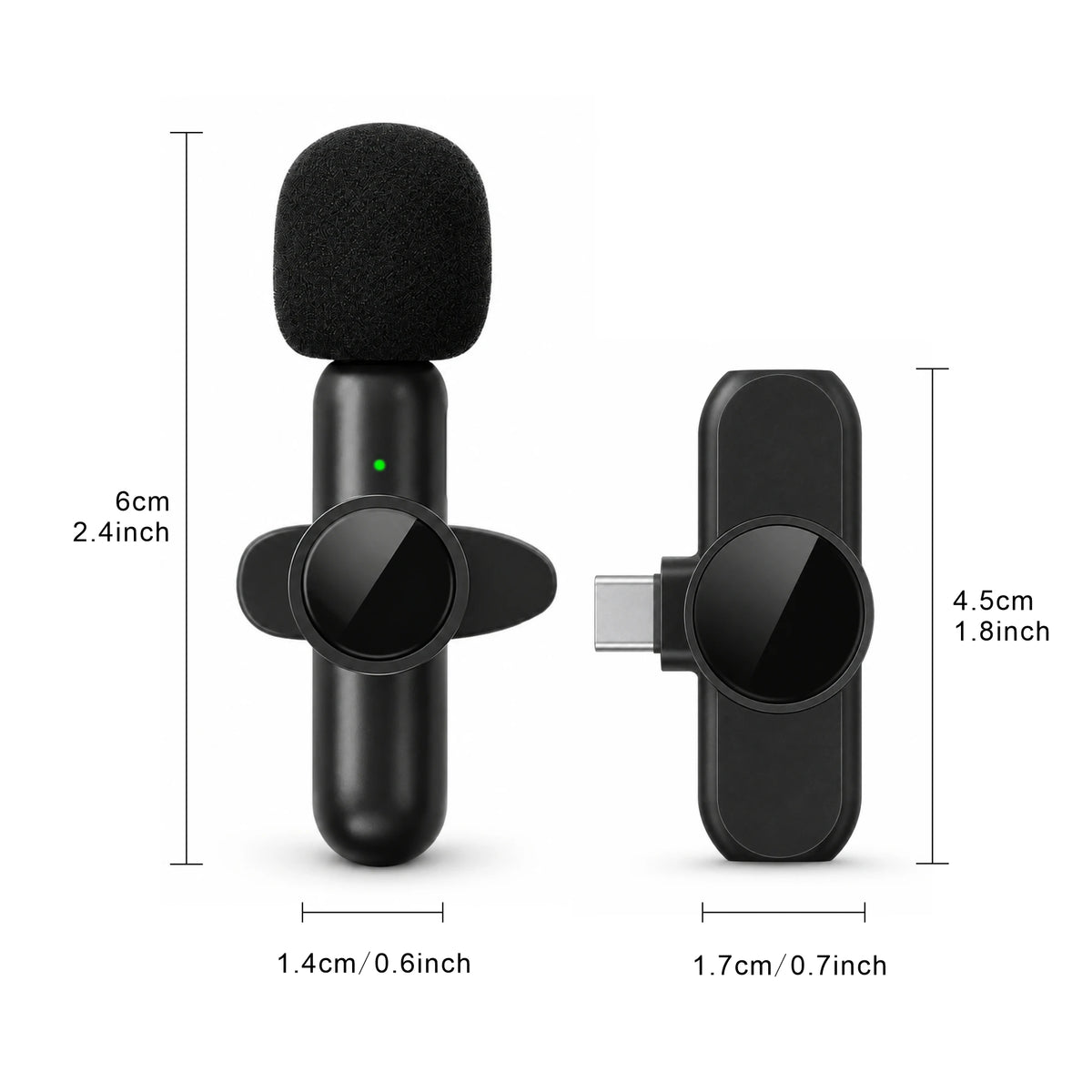 Wireless Lapel Microphone, Noise-Cancelling, Suitable for Vlogs, Interviews, and Live Streaming, Compatible with Type-C Devices